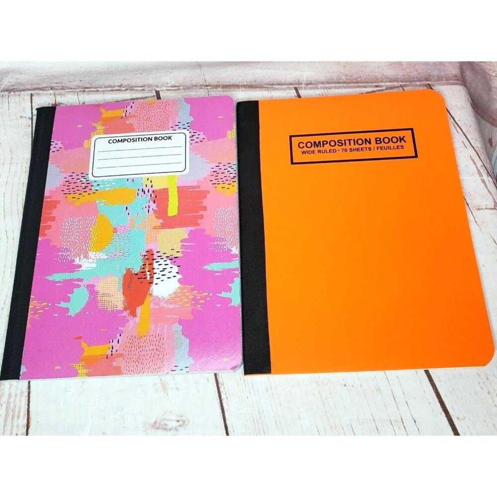 Jot Composite Notebooks Sherbet Orange & Pink Multicolored Blotch 2 Book Bundle